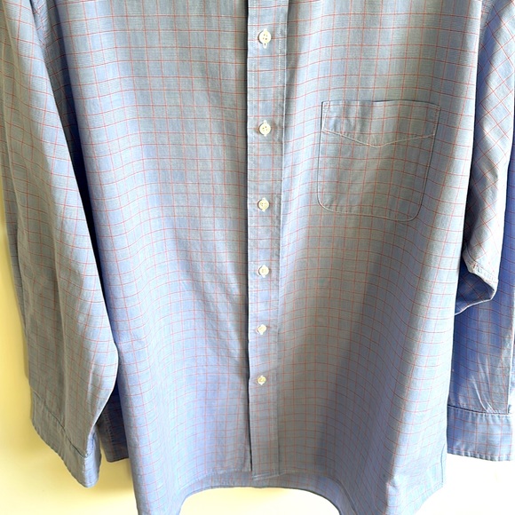 Men’s Club Room Cotton Long Sleeve Button Up Shirt  Blue Size 18 34/35” - Picture 4 of 8